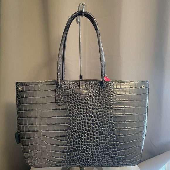 LONGCHAMP Roseau Croco Pilot Blue Crocodile Embossed Leather Tote Bag Purse NWOT - Picture 4 of 16